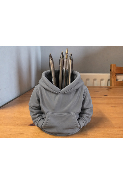 Bezos 3D-Printed Hooded Sweatshirt Pencil Holder - Desktop Organizer - Gray B...