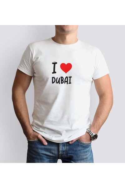 Bk Gift "I Love Dubai" Men’s Round-Neck T-Shirt - 1 Medium