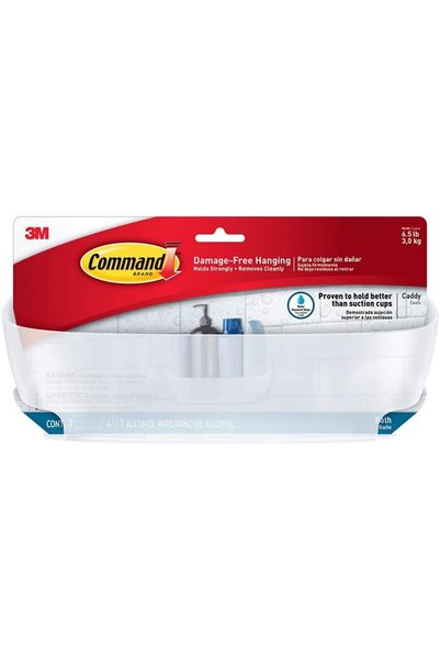 COMMAND Bath Shower Caddy Clear Frosted| support 3 kg| Clear color | Water-Re...