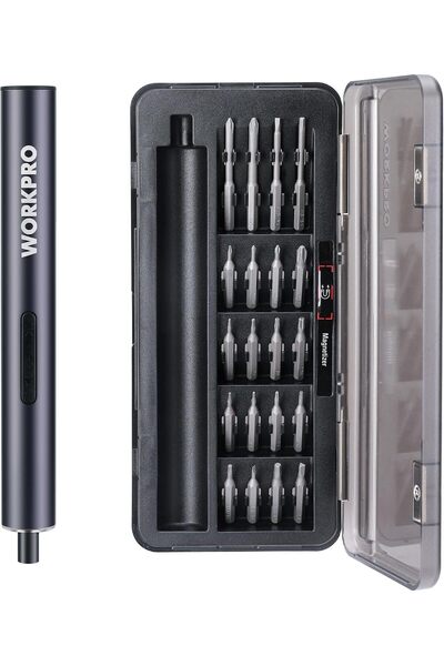 Workpro 20-in-1 Mini Electric Screwdriver, 4.0V Rechargeable, S2 Steel Bits
