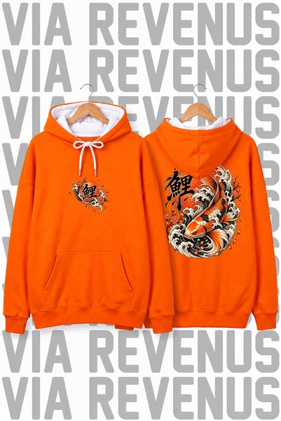 Vordevia Unisex Oversized Hoodie with Koi Print