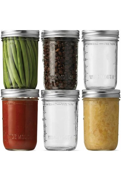 ELECDON Ball Wide Mouth Mason Jars (16 oz/Capacity) [6 Pack] with Airtight li...