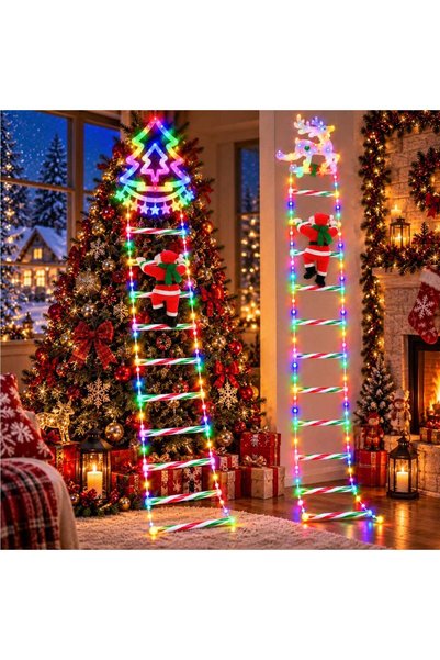 Reduceri Engros Instalație scară luminoasă LED de Crăciun 170cm, Moș Crăciun ...