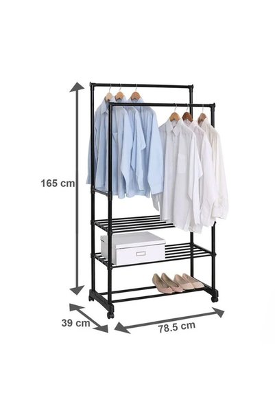 OEM Suport metalic pentru haine cu roți și rafturi pentru haine 78.5x39x165cm