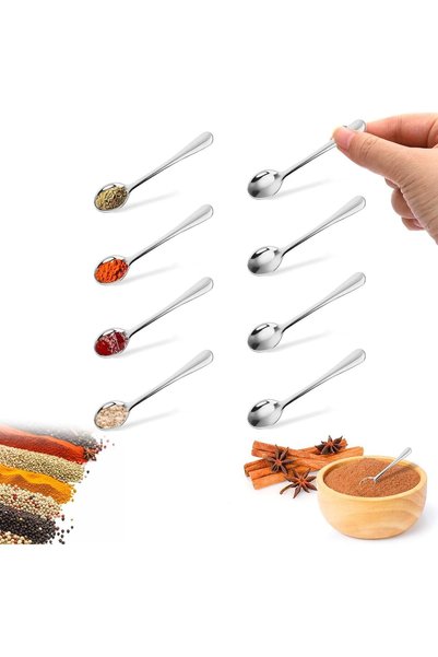 Tazweeq 8Pcs Tiny Spoons for Spices Jars, Mini Stainless Steel Condiment Spoo...