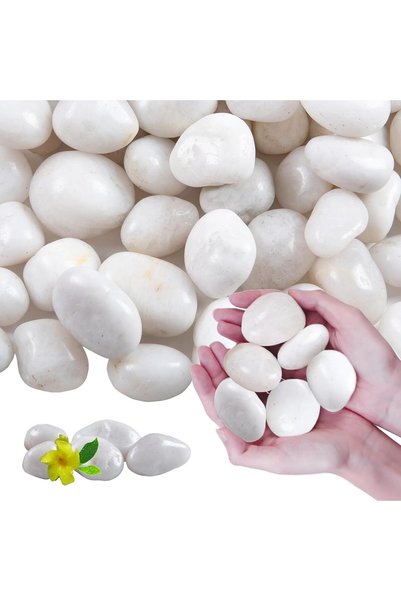 GENERAL 20Ib White River Rocks for Landscaping- High Polished Pebbles for Pla...