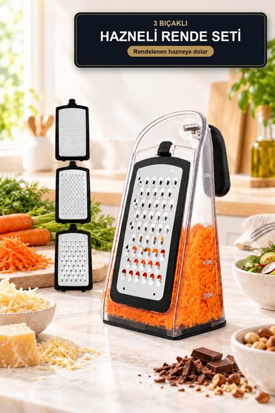viracasa Grater Set with Container: Vegetable and Cheese Grater with 3 Interc...
