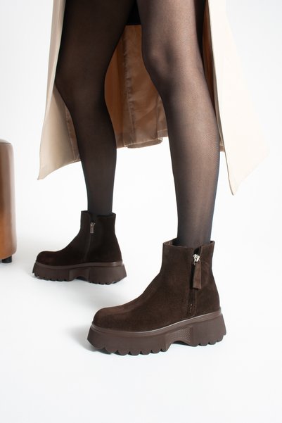 dericia shoes Beatrice Genuine Leather Women's Everyday Thick Sole Boots