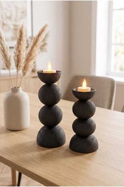 Dropcek eticaret Dekoratif Şamdan Mumluk Seti İkili Modern Minimalist Ev Deko...