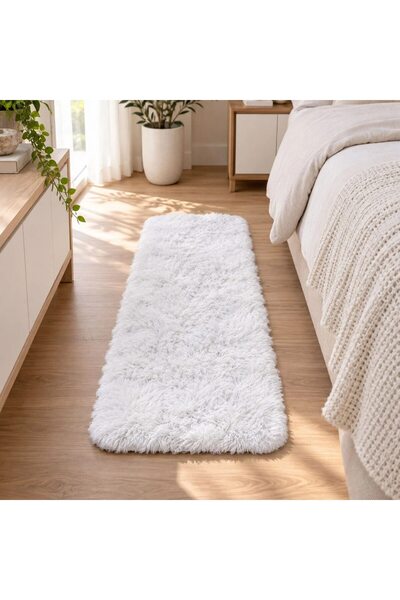 OEM Covor decorativ de hol, alb, shaggy, 160x60cm