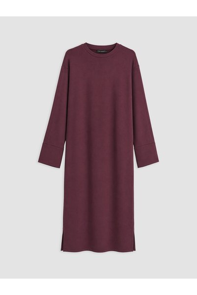 LC Waikiki Peak New Season Burgundy A-Line Sweatshirt Dress
