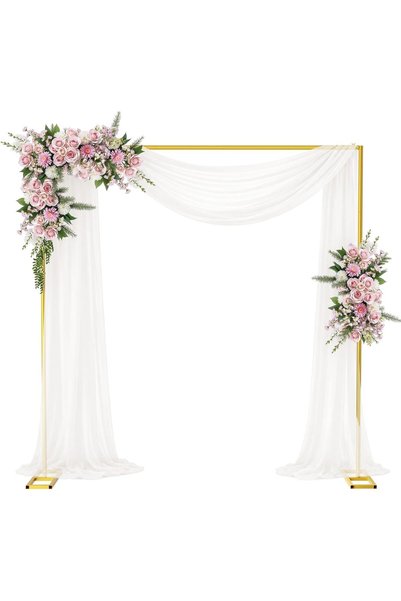 3DVOLDEMART EMART Square 8x8FT/2.5x2.5m Wedding Arch Backdrop Stand,Gold