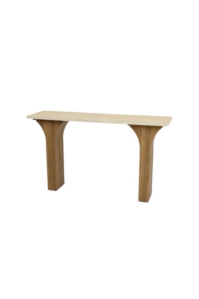 IN HOME STORE طاولة كونسول خشبية بتصميم عصري وسطح رخامي أنيق