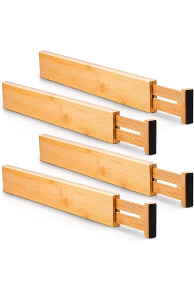 GENERAL U HOOME Bamboo Drawer Dividers,Expandable & Adjustable Drawer Divider...