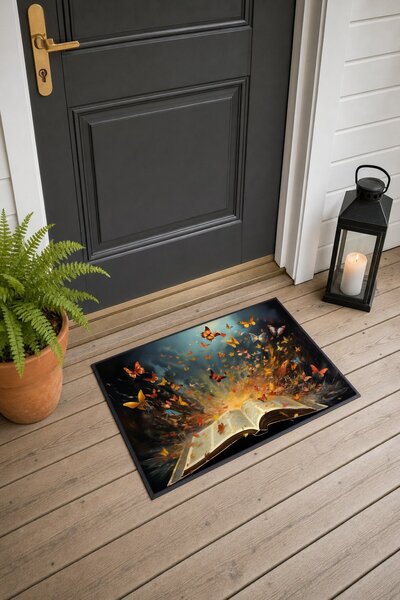 PaintedAnarchy Yellow Butterfly Dance Patterned Doormat, 40x60 cm, Non-Slip S...