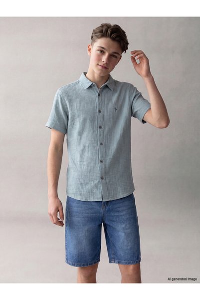LC Waikiki Embroidered Boys' Muslin Shirt