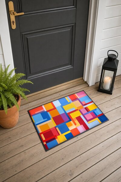 PaintedAnarchy Colorful Geometric Patterned Woven Doormat, 975, 40x60 cm, Non...