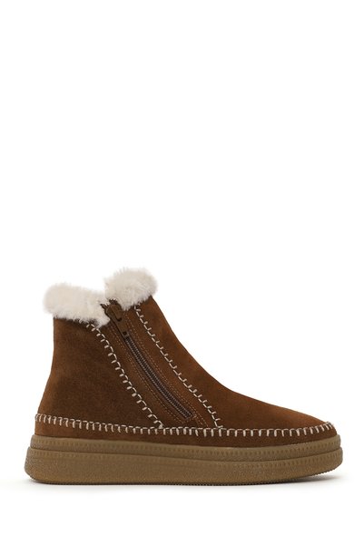 Derimod Women's Taba Zip-Up Boots with Thick Sole and Suede Leather Upper WF1...