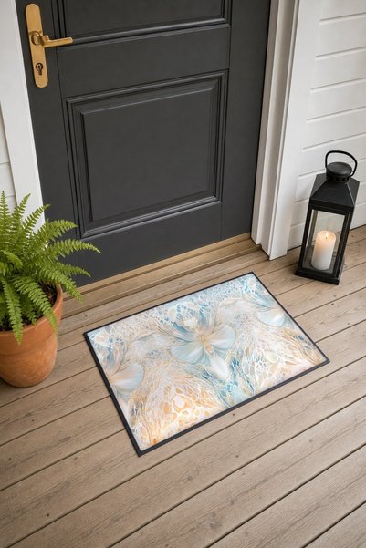 PaintedAnarchy Pastel Ice Crystal Floral Print Doormat, 40x60 cm, with Non-Sl...