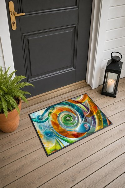 PaintedAnarchy Colorful Spiral Dance Pattern 860 Doormat, 40x60 cm, Non-Slip ...