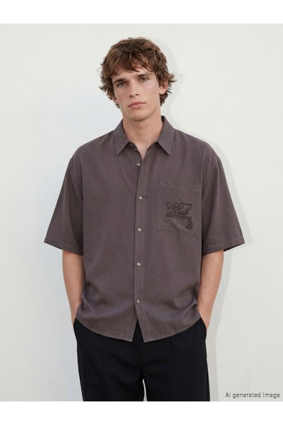 LC Waikiki Xsideloose fit embroidered men's shirt