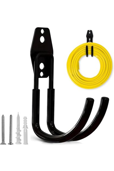 GENERAL Heavy-Duty Metal Garage Hooks, Wall Mount Hose Holder, Black, Space-S...