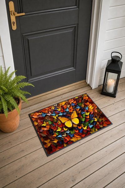PaintedAnarchy Colorful Butterfly Spring Pattern 540 Doormat, 40x60 cm, Non-S...