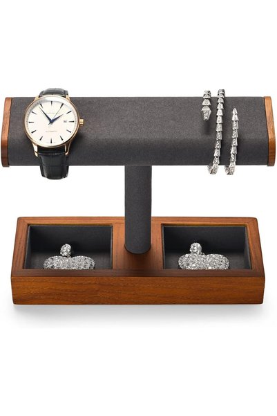 TERRIFI Solid Wood T-Bar Watch Display Stand for Men and Women, Durable Jewel...