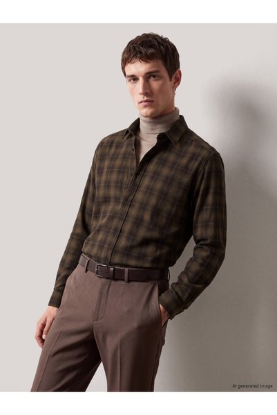 LC Waikiki LCW Vision Regular Fit Plaid Gabardine Men's Shirt