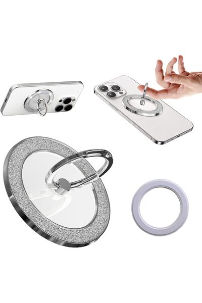 GENERAL Bling Rhinestone Magnetic Phone Grip, Glitter Finger Ring Holder Comp...