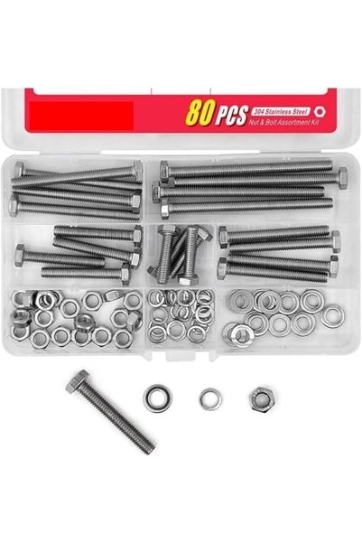 CHANEDE 20Set M6 Stainless Steel Hex Head Screws Bolts and Nuts Flat & Lock W...