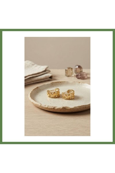 Hobibahçem 316L Stainless Steel Gold-Colored Earrings with Coin Motifs and En...