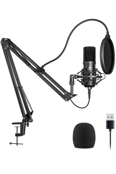 MAONO Microfon Profesional pentru studio Condenser BM800 cu stand metalic pen...