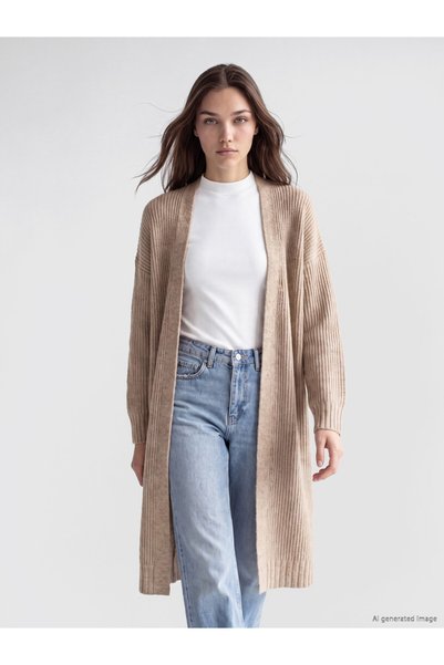 LC Waikiki Cardigan Tricotat Oversize cu Guler Șal pentru Femei