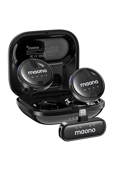 MAONO Microfon wireless dublu WM620 B2, Anulare dublă a zgomotului, Sistem cu...