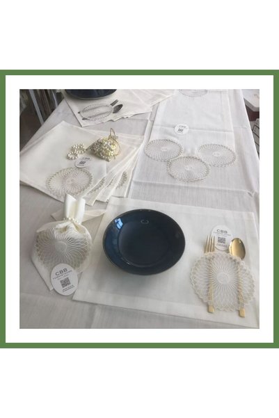Hobibahçem Tableware Set: Planet Gardenia Linen Dinner Set, 160x260 Table Set...