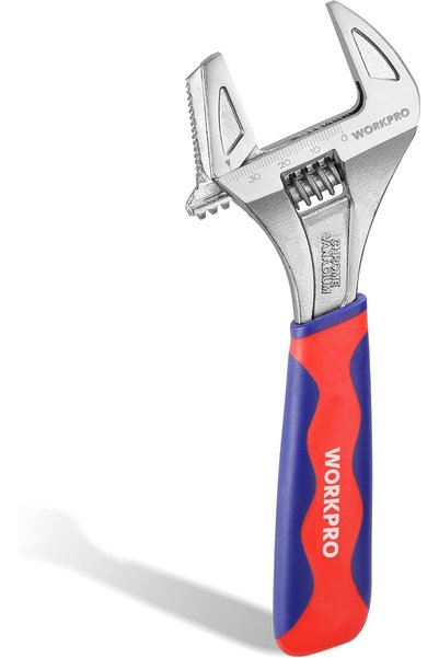 Workpro 200 mm 2-in-1 Adjustable Wrench and Pipe Wrench, 42 mm Jaw Capacity,