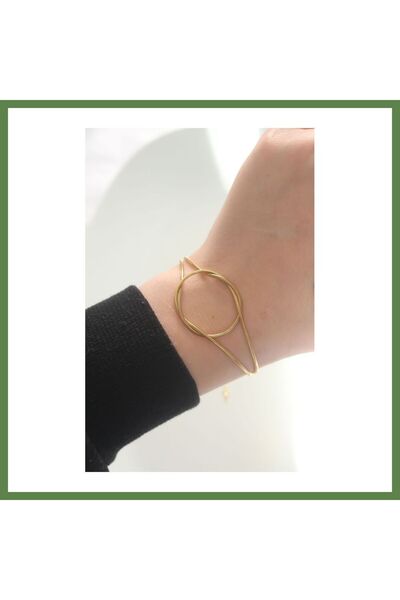 Hobibahçem 316L Stainless Steel Gold-Colored Knot-Style Bracelet HB006