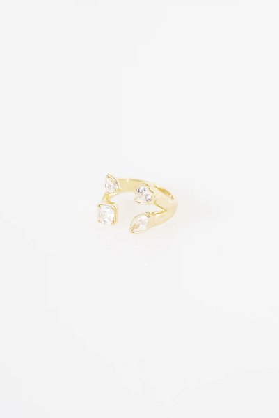 Kayra Ring with a Gemstone in a Unique Cut - Gold