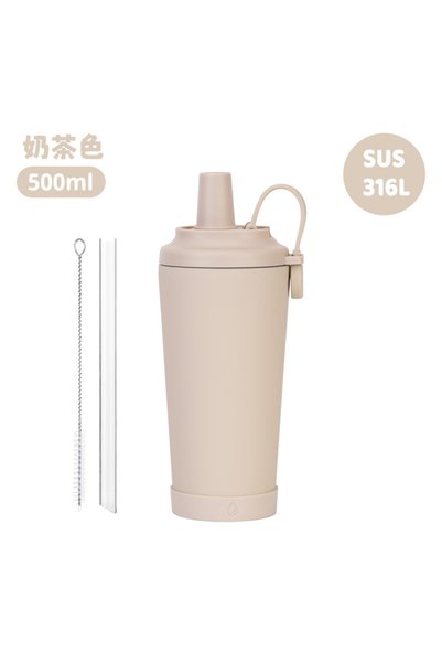 Generic كوب شرب معزول بجدار مزدوج من الفولاذ المقاوم للصدأ 316L سعة 500 مل مع...