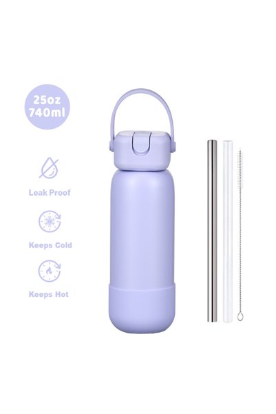 Generic Stainless Steel Insulated Sports Water Bottle 740ml Spout Handle Outdoor