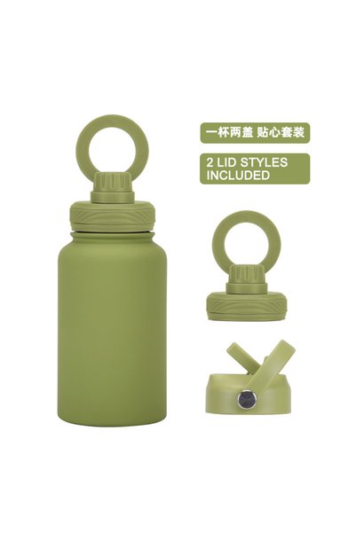 Generic Magnetic Phone Holder Insulated Straw Bottle 650ml Dual Lid Outdoor S...