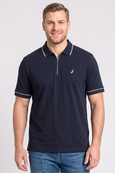 Nautica Men Regular Fit Embroidered Logo Short Sleeve Polo Shirt, Navy