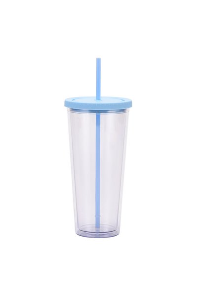 Generic Double Wall Plastic Straw Cup 1000ml with Lid Travel Tumbler