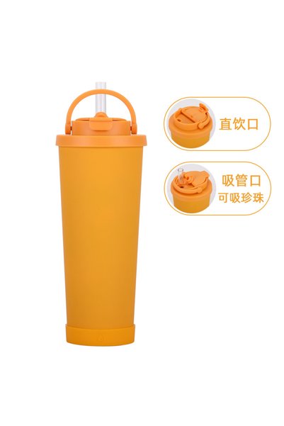 Generic Insulated Straw Tumbler 830ml Dual Drink Handle for Bubble Tea Sports