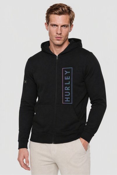 Hurley Men Sportswear Fit Long Sleeve Outdoor Hoodie, Black