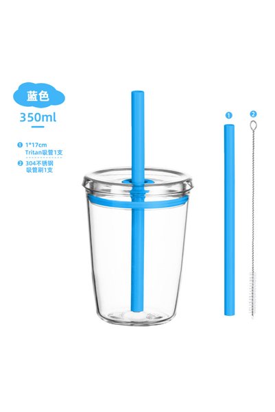 Generic Tritan Straw Tumbler 350ml Portable Coffee Cup for Bubble Tea Daily Use