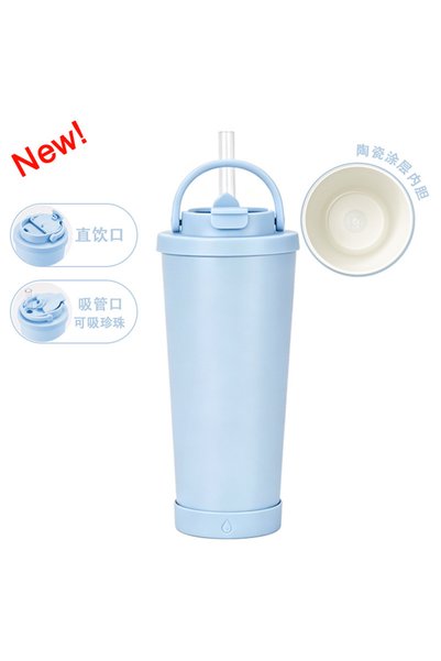 Generic Ceramic Liner Vacuum Insulated Straw Cup 710ml Boba Handle