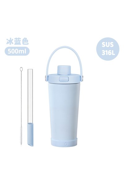 Generic 316L Stainless Steel Vacuum Double Wall Flip Straw Tumbler 500ml Bubb...