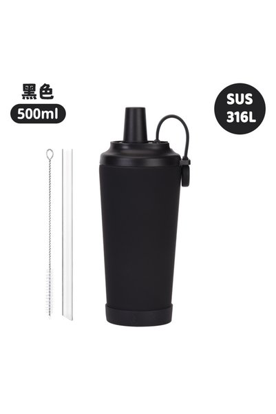 Generic كوب شرب معزول بجدار مزدوج من الفولاذ المقاوم للصدأ 316L سعة 500 مل مع...